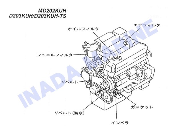 画像1: ディーゼルエンジン消耗部品一覧（MD202KUH，D203KUH/D203KUH-TS） (1)