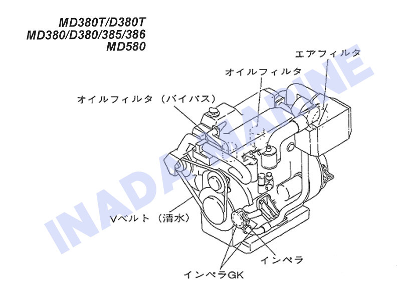 ディーゼルエンジン消耗部品一覧（MD380T/D380T/MD380/D380/385/386/MD580）