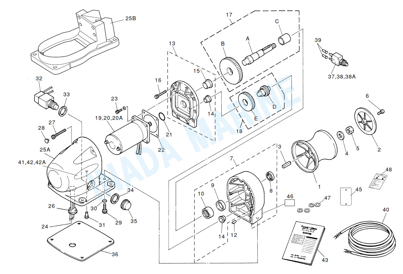 ヤマハ パワーメイト アンカーウィンチ 補修パーツ - イナダマリンウェブショップ