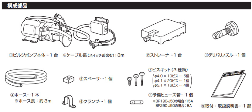 日立ビルジポンプASSY BP290-J50（24V）