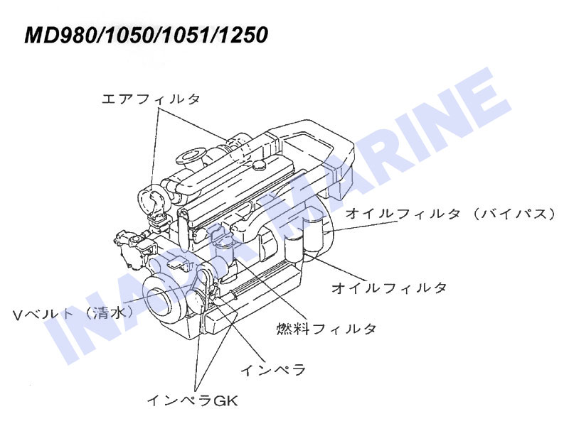 ディーゼルエンジン消耗部品一覧 Md980 Md1050 Md1051 Md1250